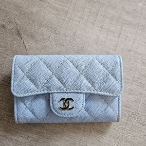 CHANEL Sky Blue Quilted Wallet
